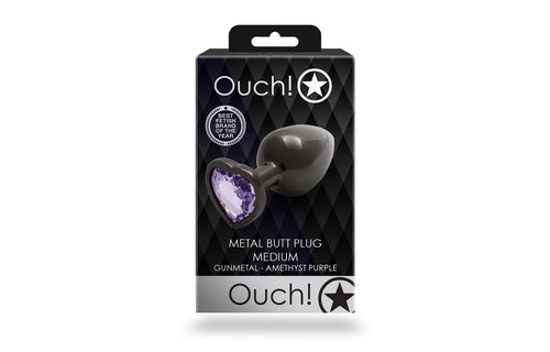 Heart-shaped Butt Plug 8 cm – Stylish & Sensual Gunmetal Purple