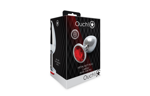 Ronde Gem Butt Plug 9,3 cm - Zilver & Ruby Rood Luxe Genot