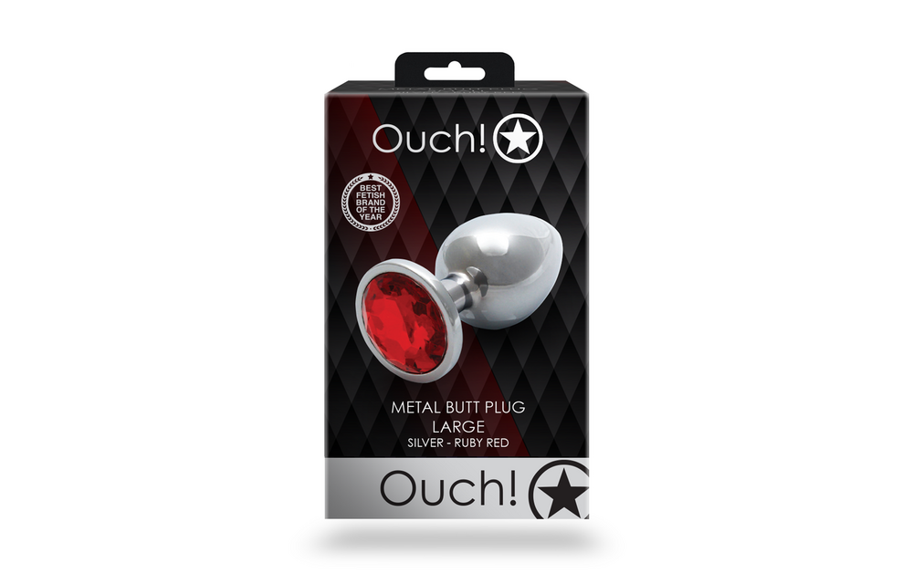 Ronde Gem Butt Plug 9,3 cm - Zilver & Ruby Rood Luxe Genot