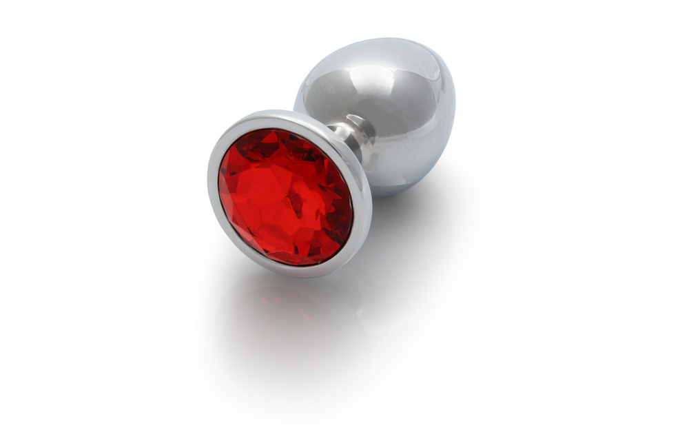 Round Gem Butt Plug 9.3 cm – Silver & Ruby Red Luxury Pleasure