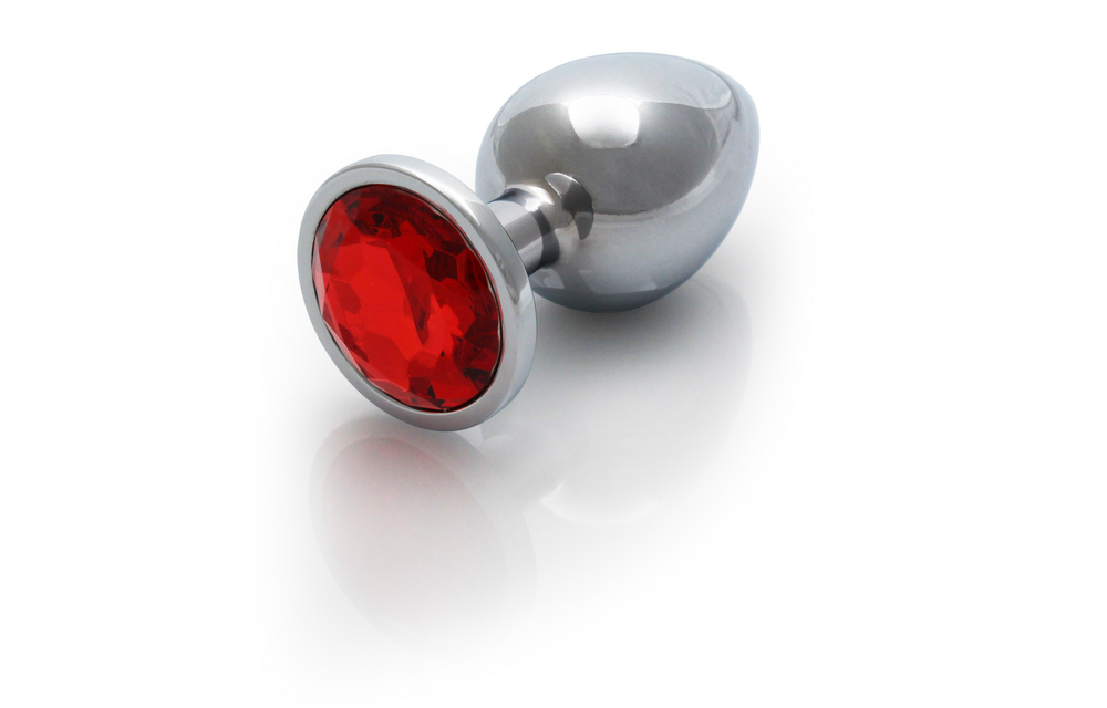 Round Gem Butt Plug 9.3 cm – Silver & Ruby Red Luxury Pleasure