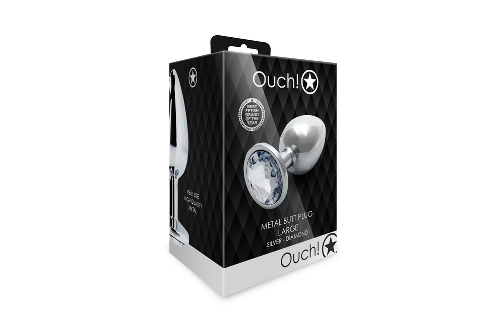 Ronde Edelsteen Butt Plug - Groot - Zilver/Diamant