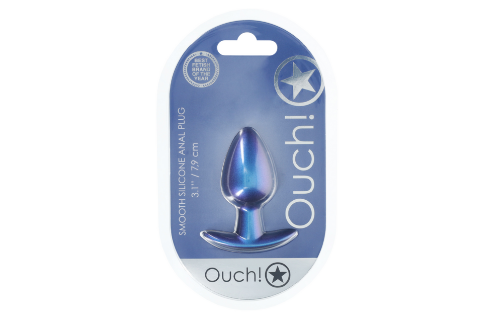 Ouch! Mittlerer Analplug 7,9 cm – Silikon Metallic Blau