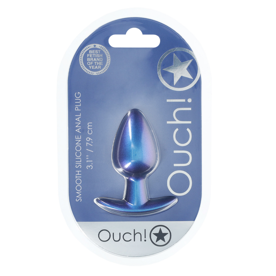Ouch! Medium Anale Plug 7,9 cm - Siliconen Metallic Blauw