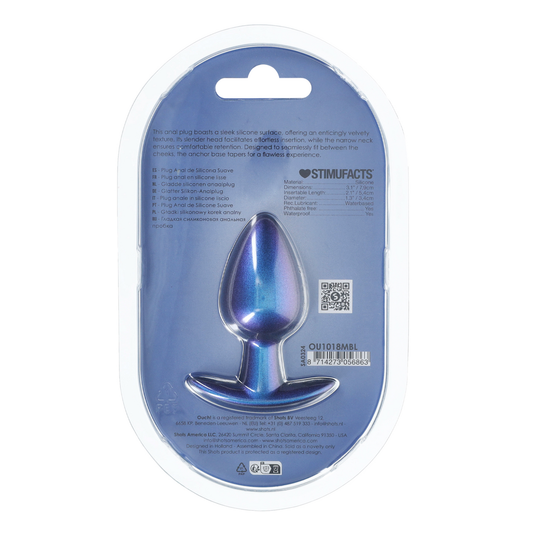 Ouch! Mittlerer Analplug 7,9 cm – Silikon Metallic Blau
