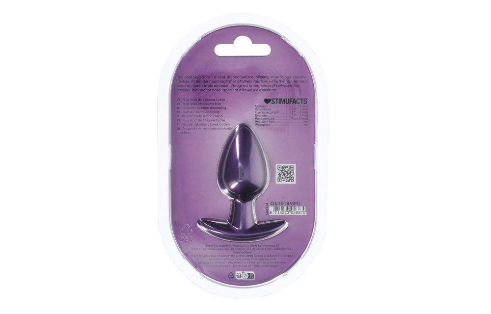 Soft Silicone Anal Plug 3.4 cm - Medium Metallic Purple