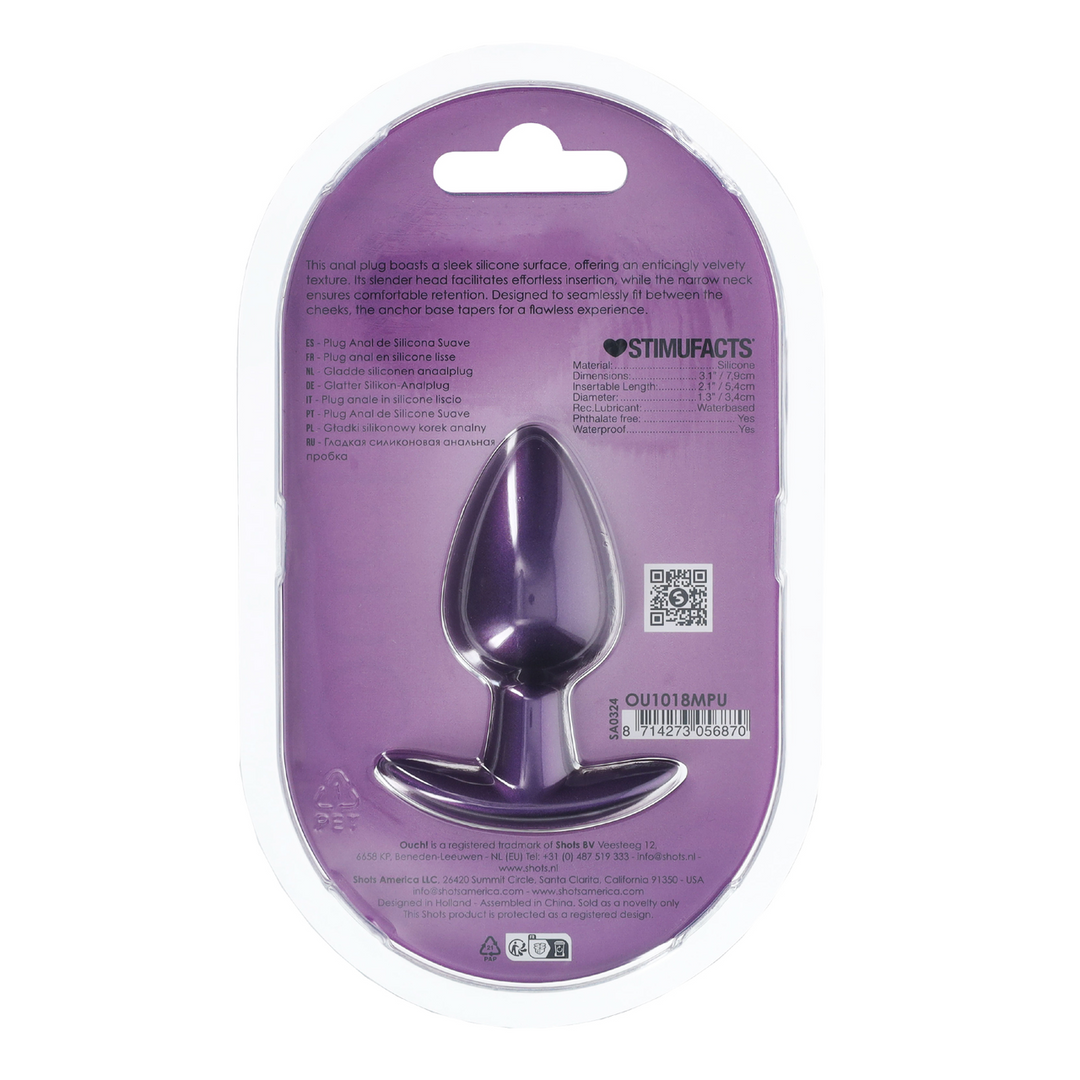 Soft Silicone Anal Plug 3.4 cm - Medium Metallic Purple