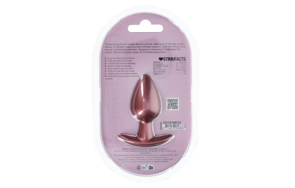 Soft Silicone Anal Plug 3.4 cm Medium Rose Gold | Ouch!