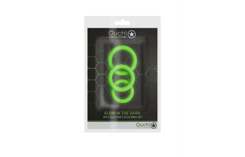 Cockring Set Glow in the Dark - 3 Pieces | Ouch! Silicone