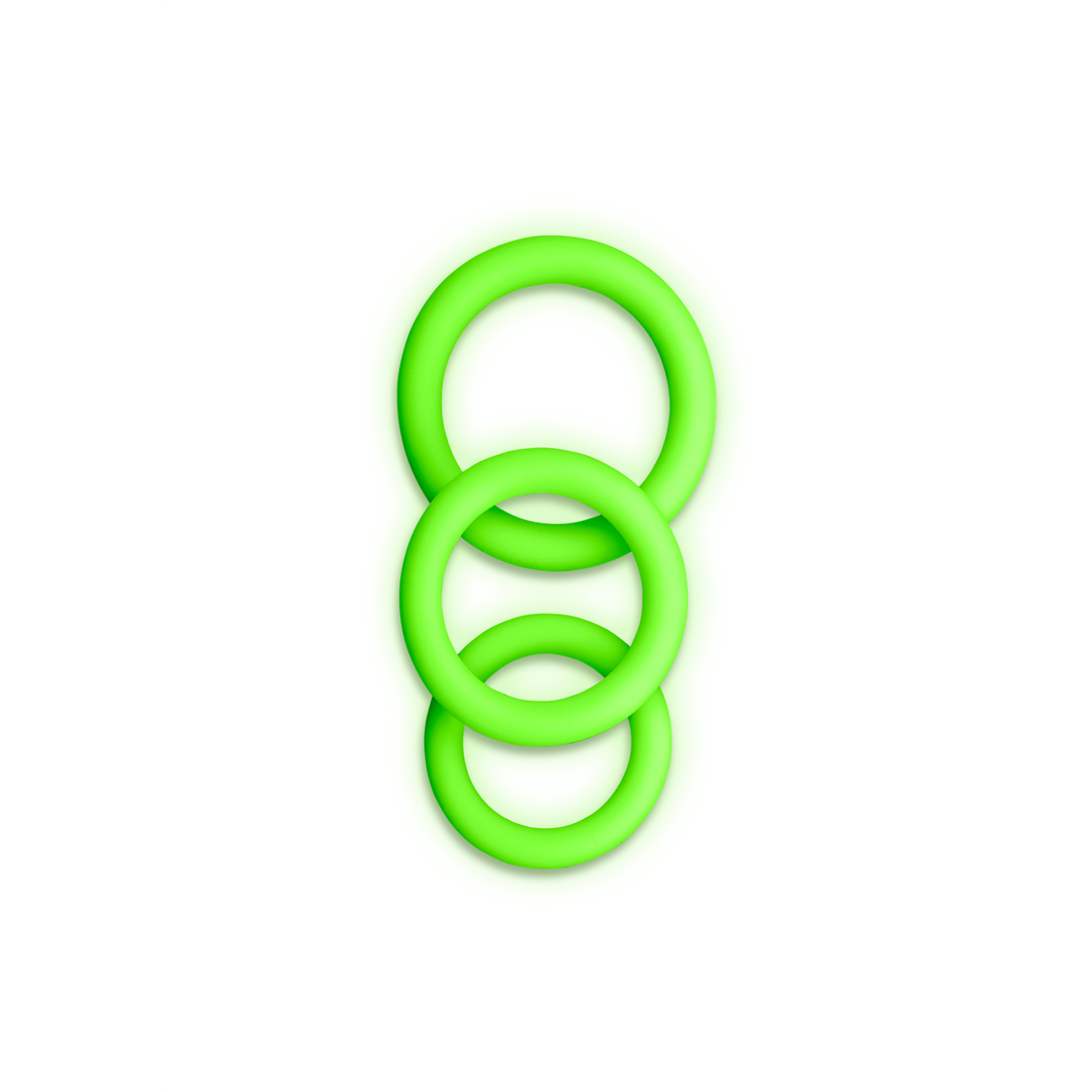 Cockring Set Glow in the Dark - 3 Pieces | Ouch! Silicone