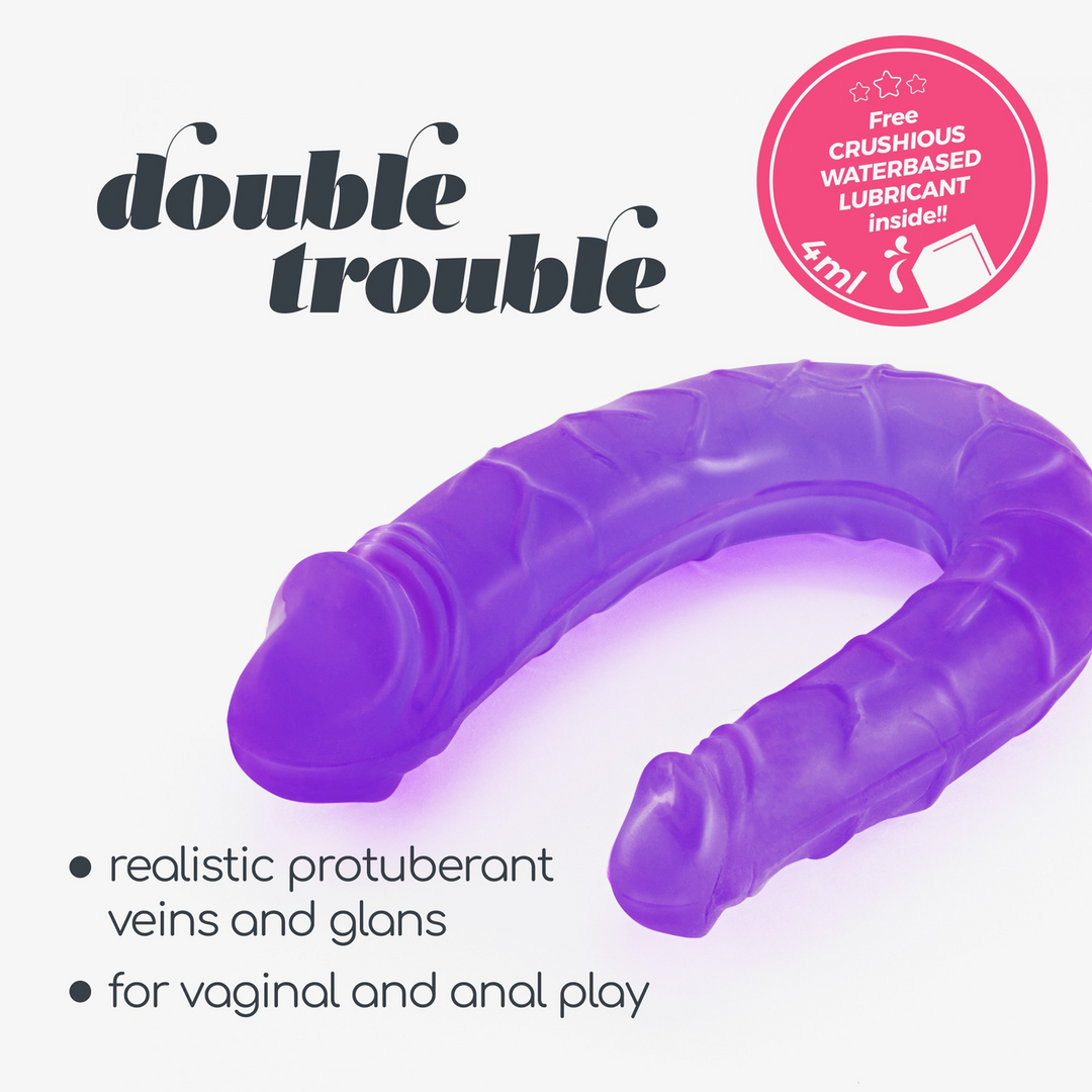 Double Trouble Dubbele Dildo 27 cm Paars - Ultiem Genot