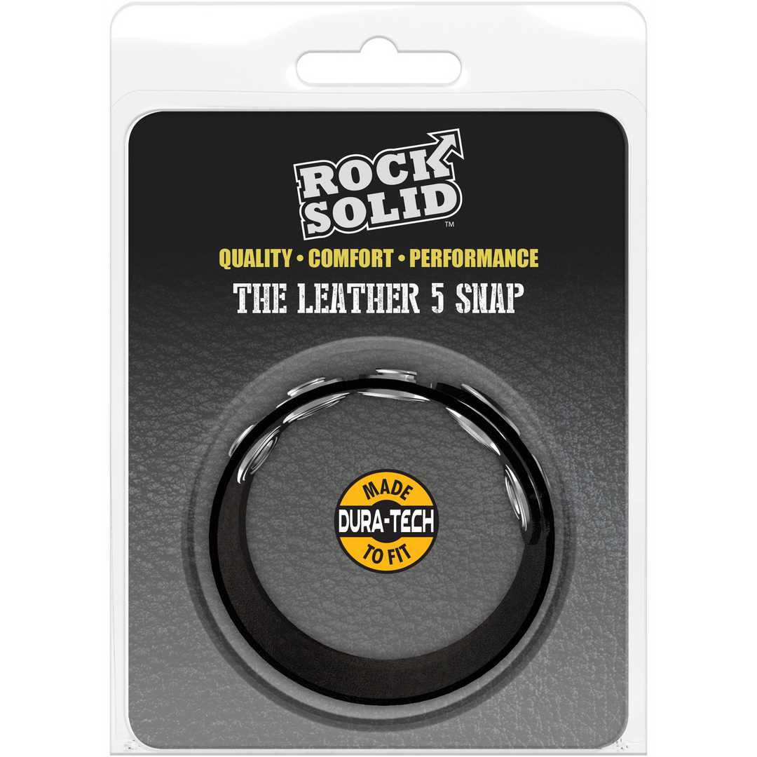 Leather 5 Snap Cock Ring – Sturdy Leather Cock Ring Black