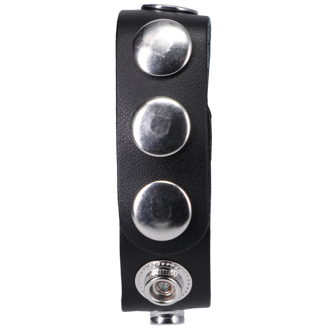 Leather 5 Snap Cockring - Stevig Leren Cockring Zwart