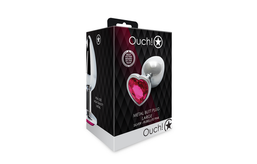 Herz-Gem-Buttplug 9,3 cm – Luxus Silber/Rubellit Rosa