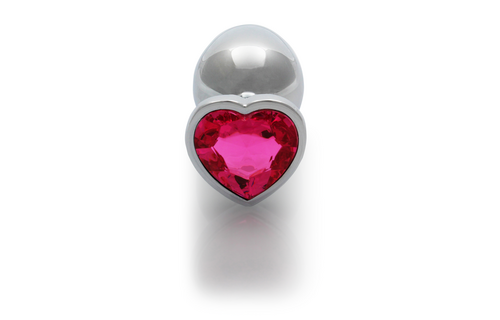 Hartje Gem Buttplug 9,3 cm - Luxe Zilver/Rubellite Roze