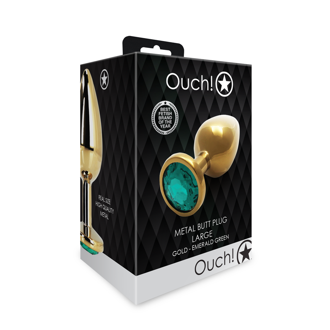 Round Gem Butt Plug 9.3 cm – Luxury Gold & Emerald Green