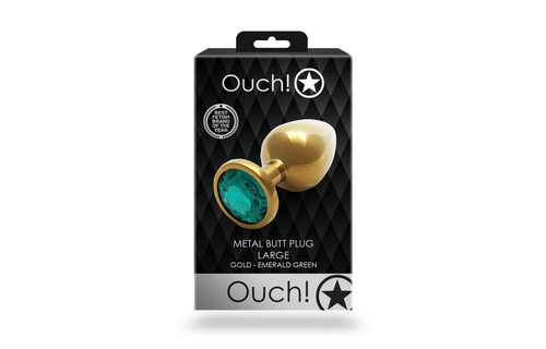 Round Gem Butt Plug 9.3 cm – Luxury Gold & Emerald Green