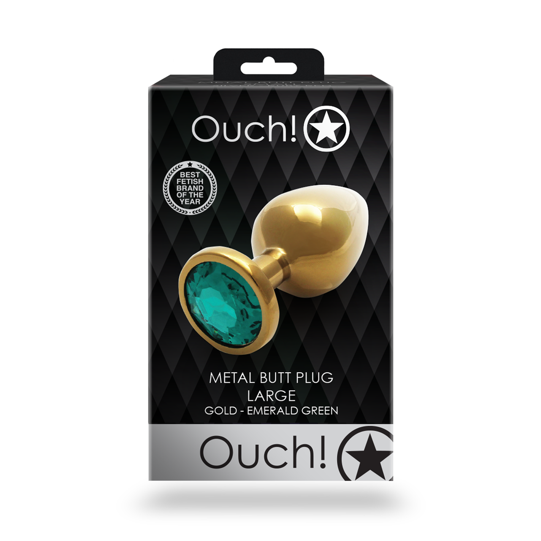Ronde Gem Buttplug 9,3 cm – Luxe Goud & Emerald Groen