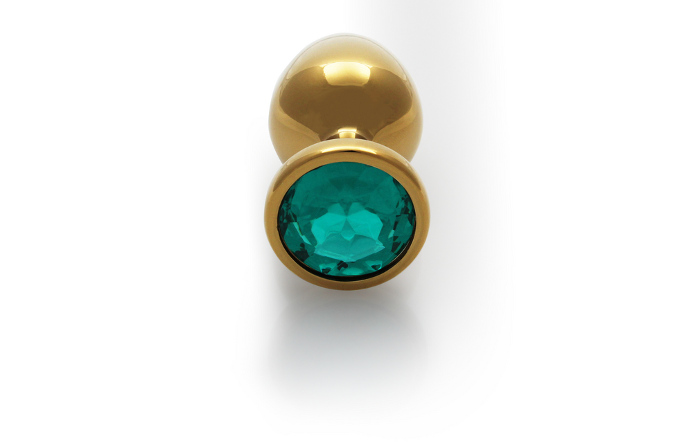 Ronde Gem Buttplug 9,3 cm – Luxe Goud & Emerald Groen