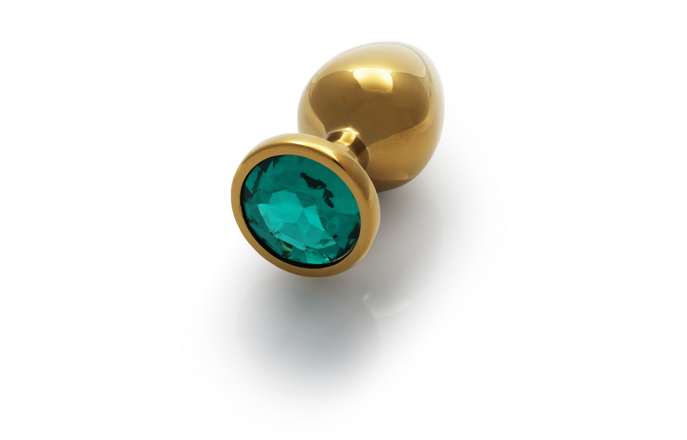 Round Gem Butt Plug 9.3 cm – Luxury Gold & Emerald Green