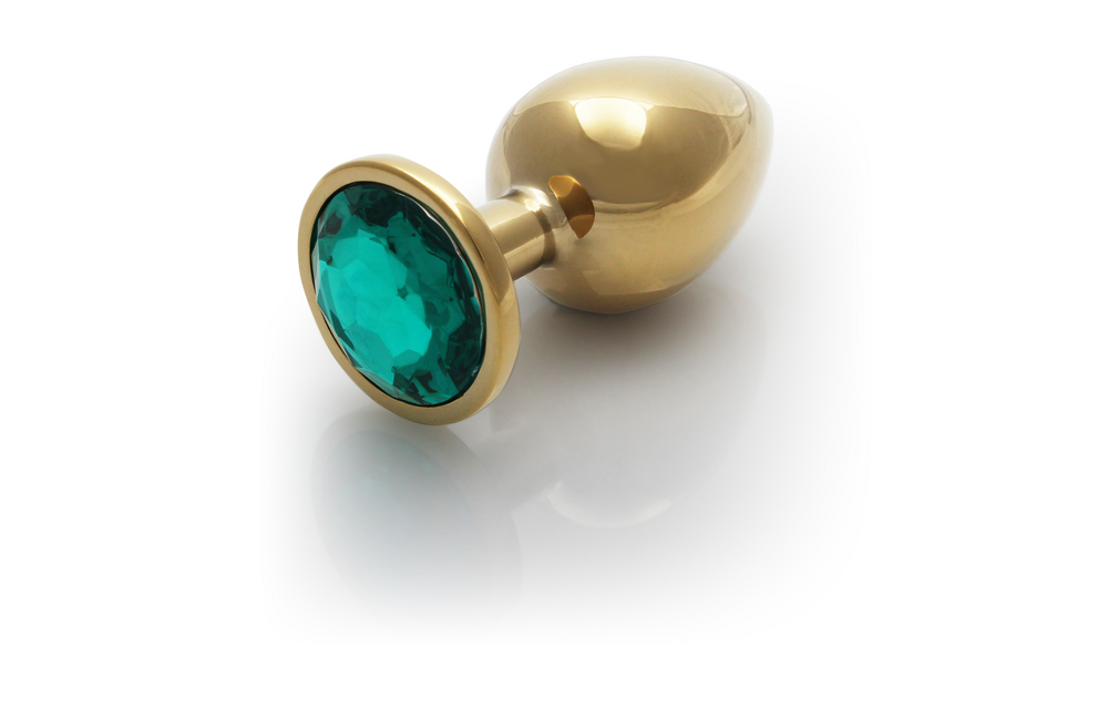 Round Gem Butt Plug 9.3 cm – Luxury Gold & Emerald Green