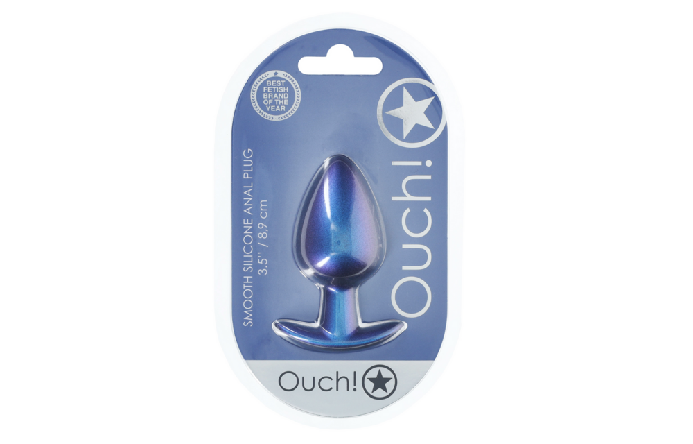 Zachte Siliconen Anale Plug Groot 8,9 cm – Metallic Blauw