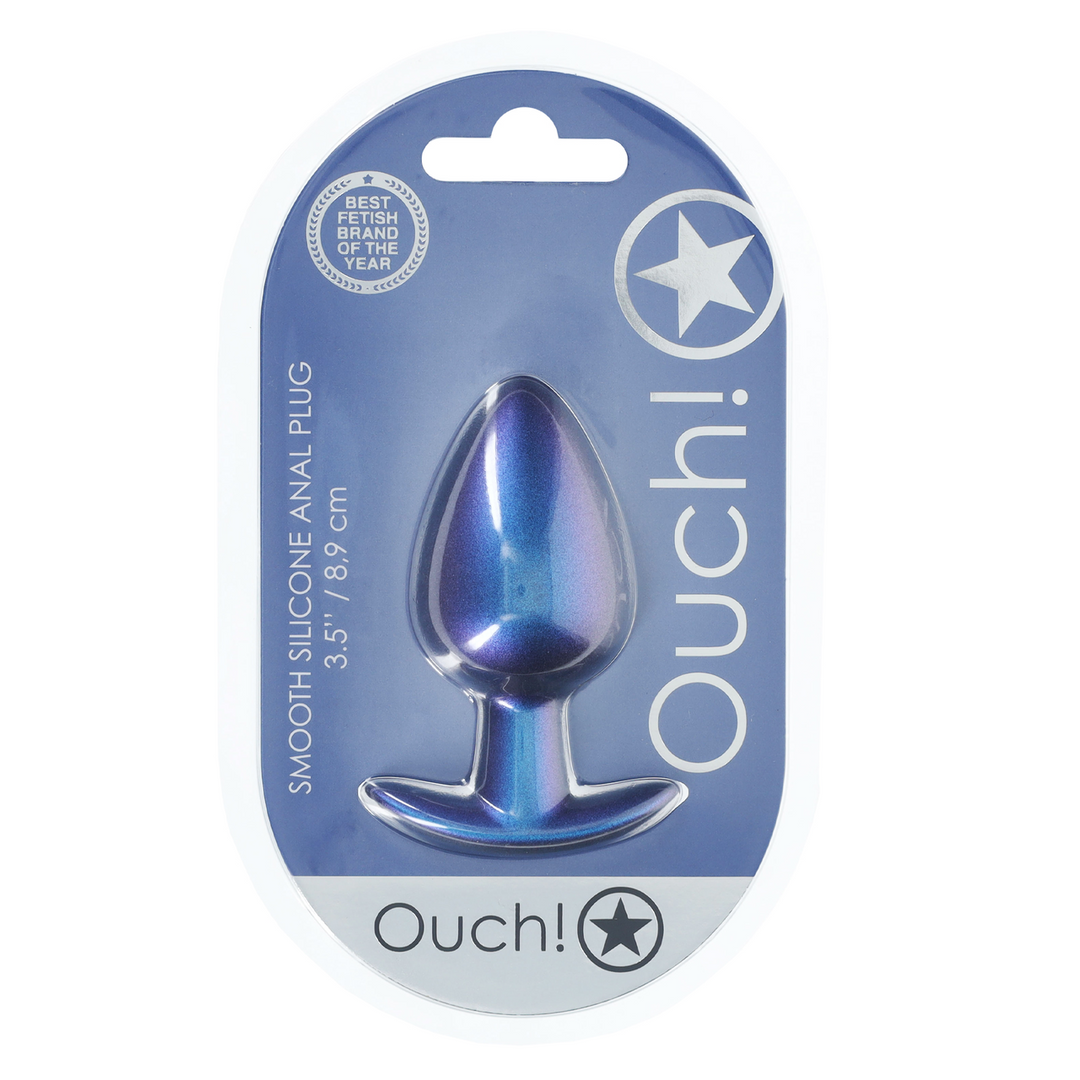 Soft Silicone Anal Plug Large 8.9 cm – Metallic Blue