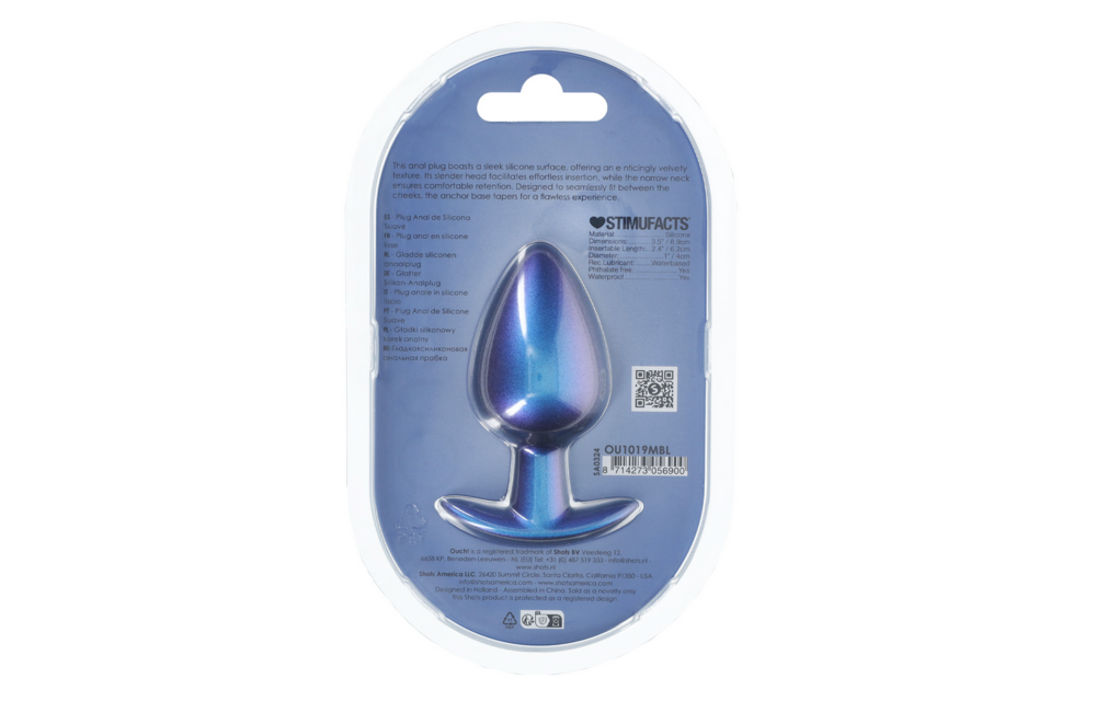 Soft Silicone Anal Plug Large 8.9 cm – Metallic Blue