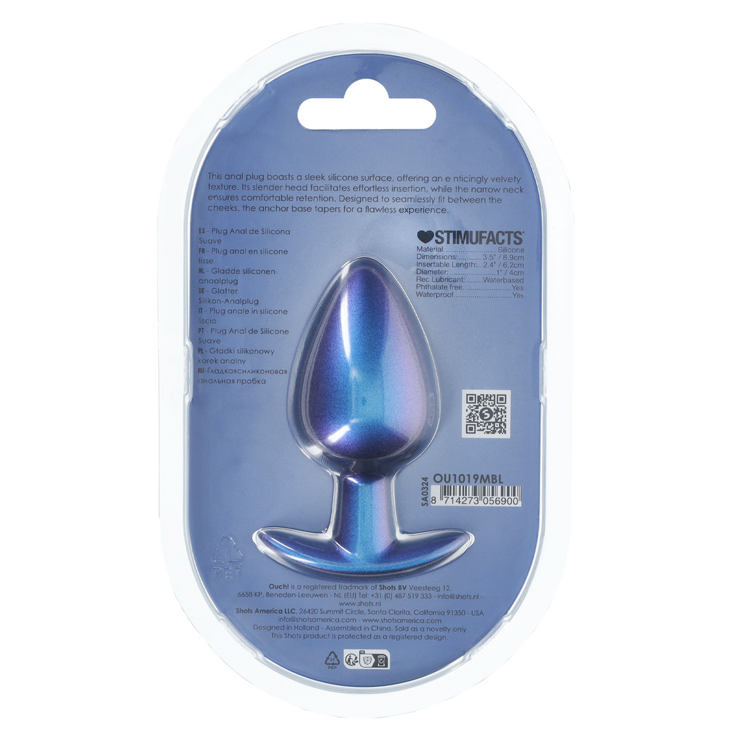 Weicher Silikon-Analplug groß 8,9 cm – Metallic-Blau