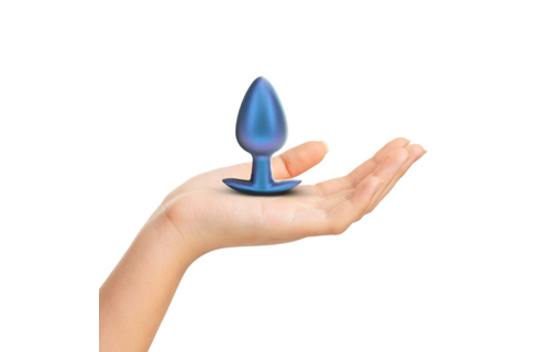 Zachte Siliconen Anale Plug Groot 8,9 cm – Metallic Blauw