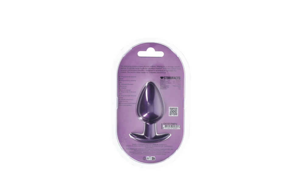 Weicher Silikon-Analplug groß 8,9 cm – Metallic-Lila