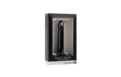 Realistic Treasure Strap-On Sleeve Black 14 cm - Double the Fun