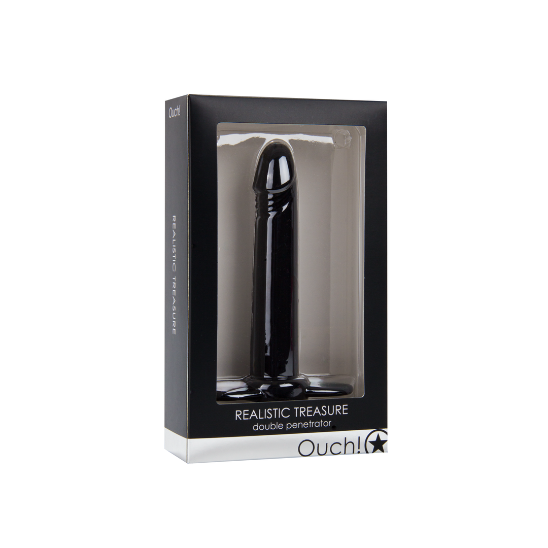 Realistic Treasure Strap-On Sleeve Schwarz 14 cm – Doppeltes Vergnügen