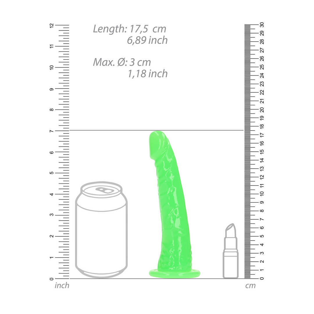 Schlanker realistischer Dildo 15,5 x 4,7 cm Saugnapf Glow Dark