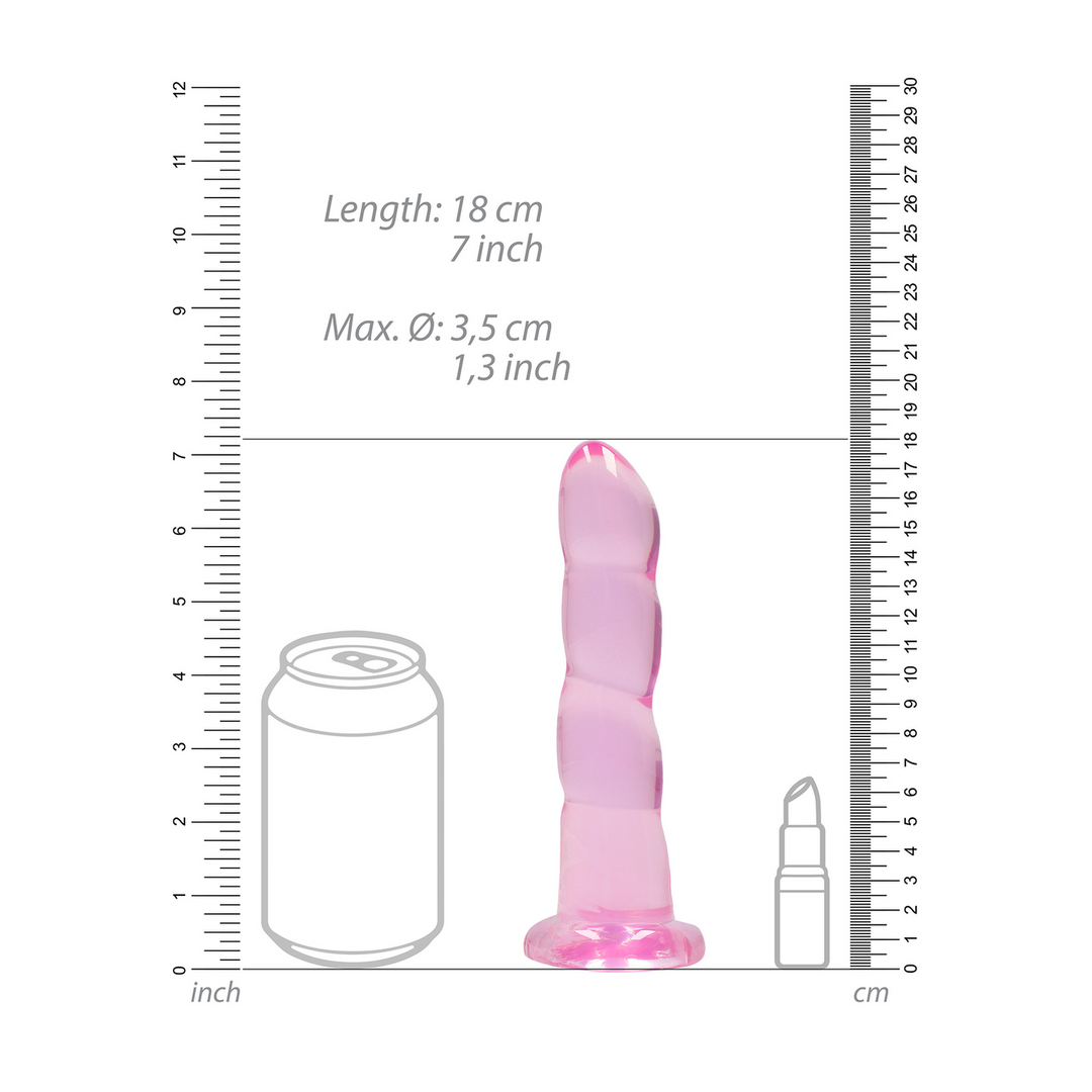 Nicht-realistischer Saugnapf-Dildo 18 cm | RealRock Crystal Clear