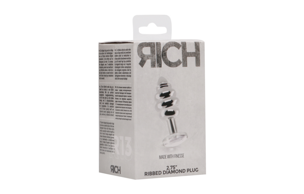 Ribbed Diamond Plug 7.3 cm Silver - Stylish & Luxurious