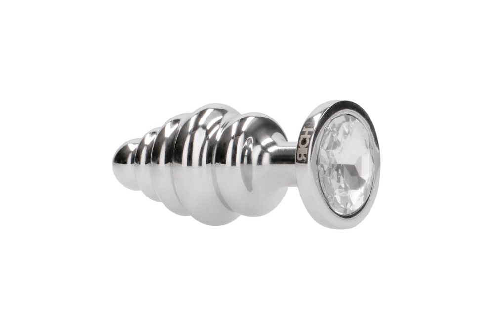 Geriffelter Diamantplug 7,3 cm Silber – Stilvoll & Luxuriös