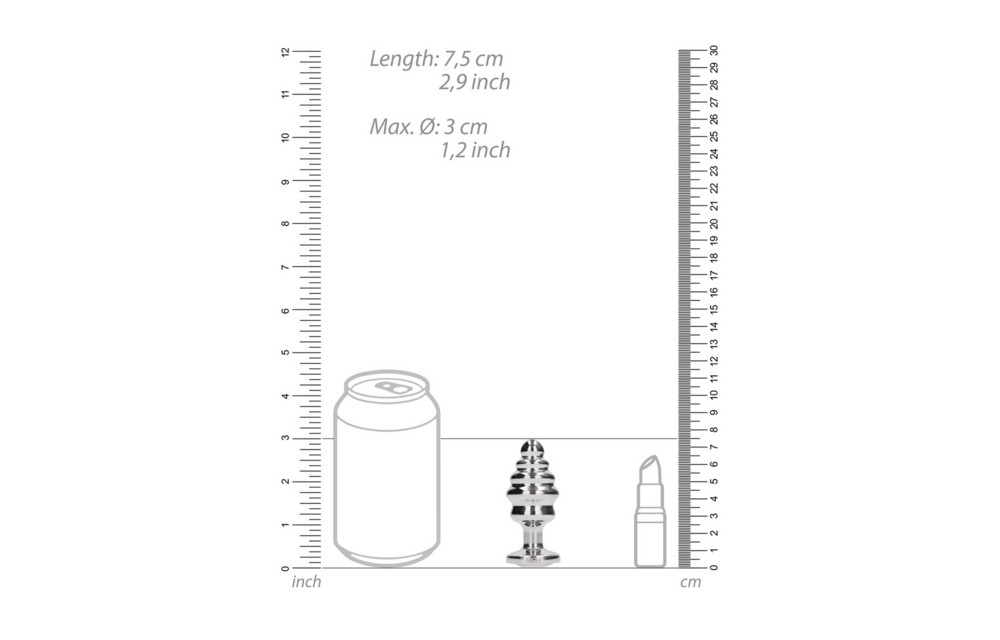 Ribbed Diamond Plug 7.3 cm Silver - Stylish & Luxurious