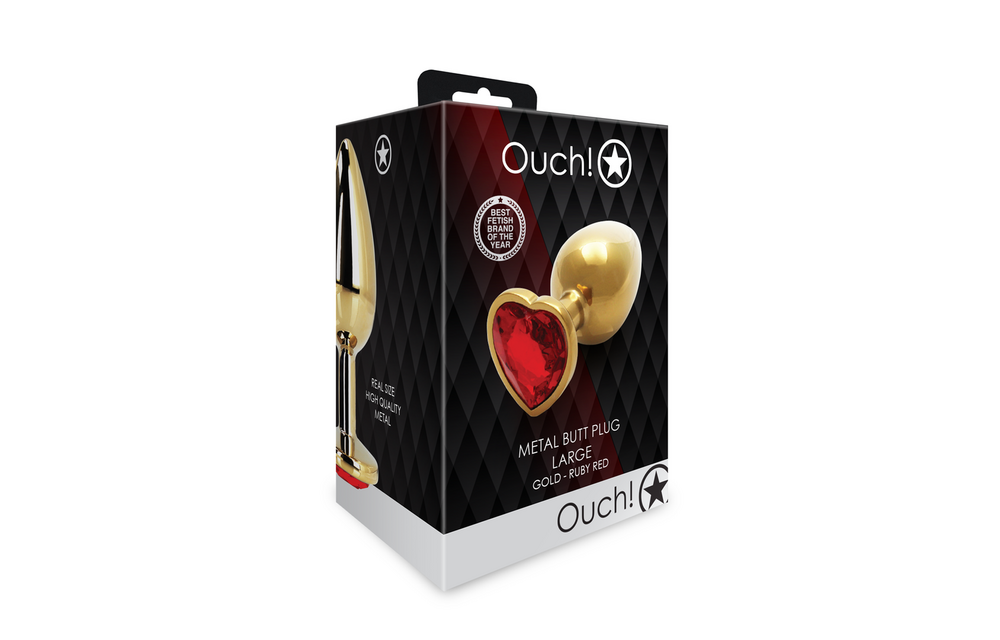 Hart Edelsteen Buttplug 9,3 cm – Luxe Goud & Robijnrood