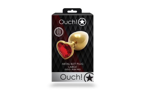 Hart Edelhart Buttplug - Groot - Goud/Ruby Rood