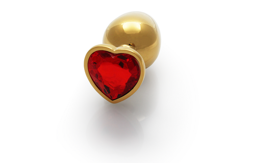 Hart Edelhart Buttplug - Groot - Goud/Ruby Rood