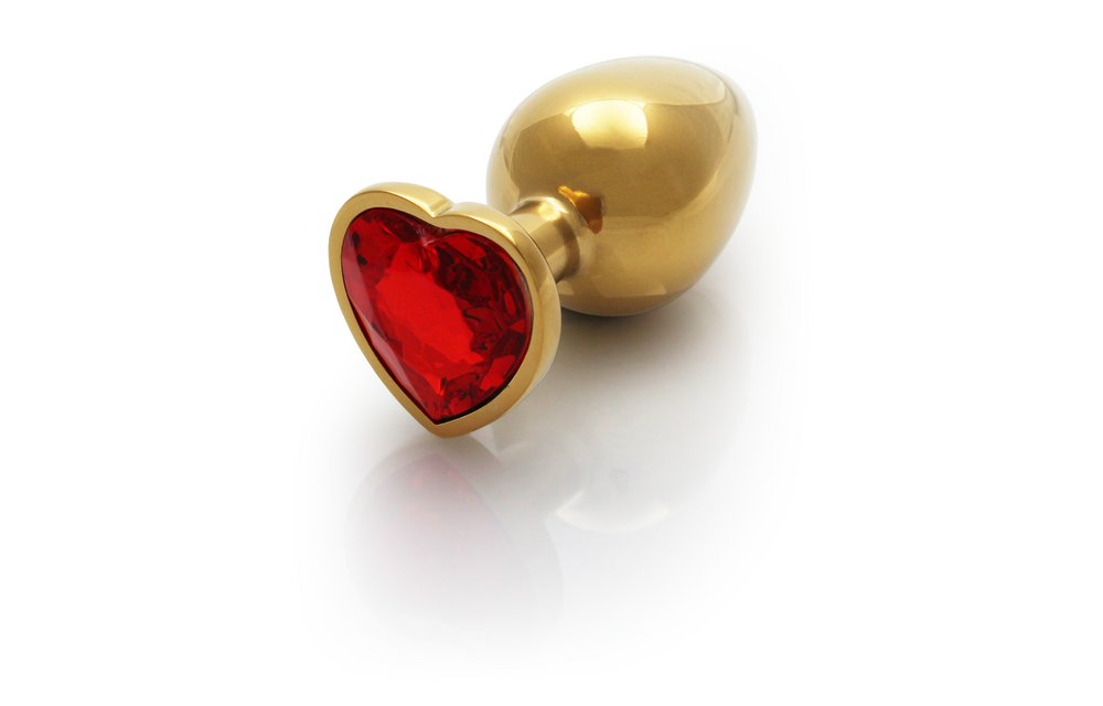Hart Edelhart Buttplug - Groot - Goud/Ruby Rood
