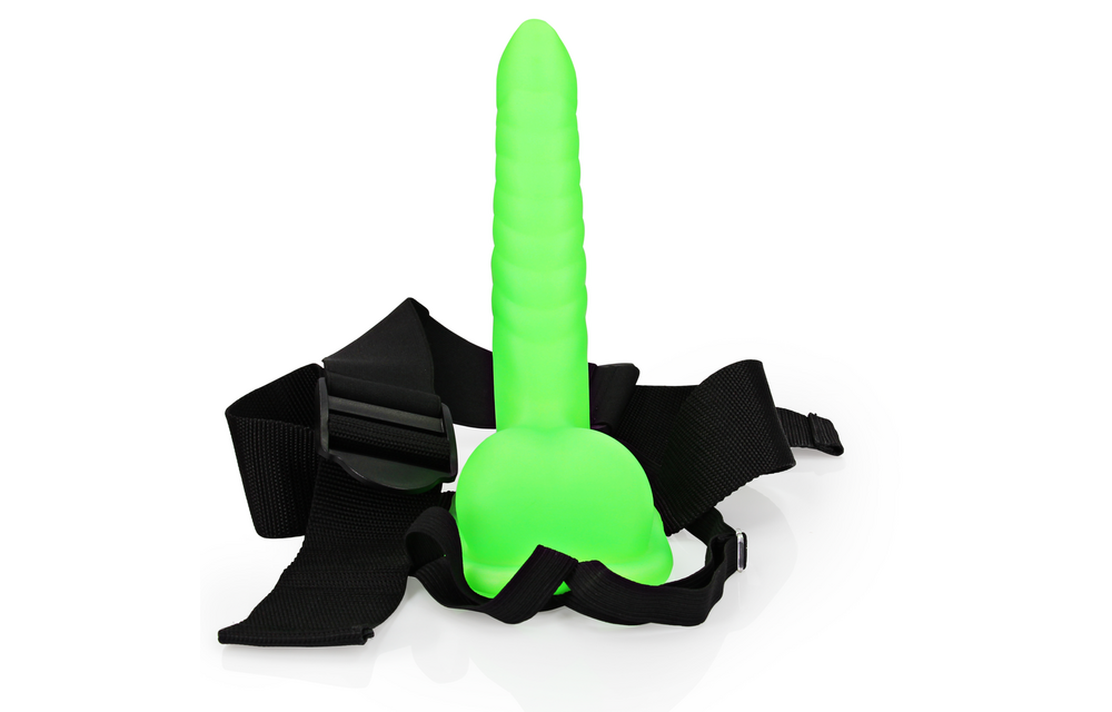 Glow in the Dark Strap-On Hohl 9,9 cm Grün – Ouch! von Shots