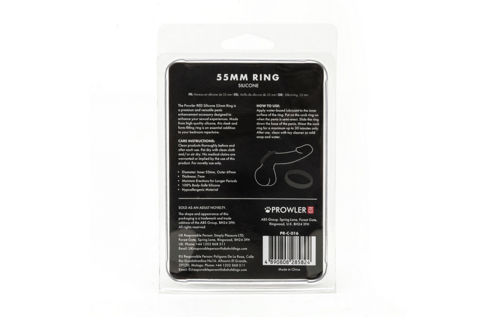 Silicone 55 mm Ring Zwart - Comfort & Ultiem Genot Prowler