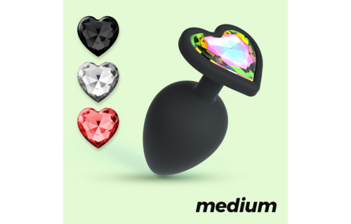 Cuore Analplug 8 cm Schwarz – austauschbare Edelsteine