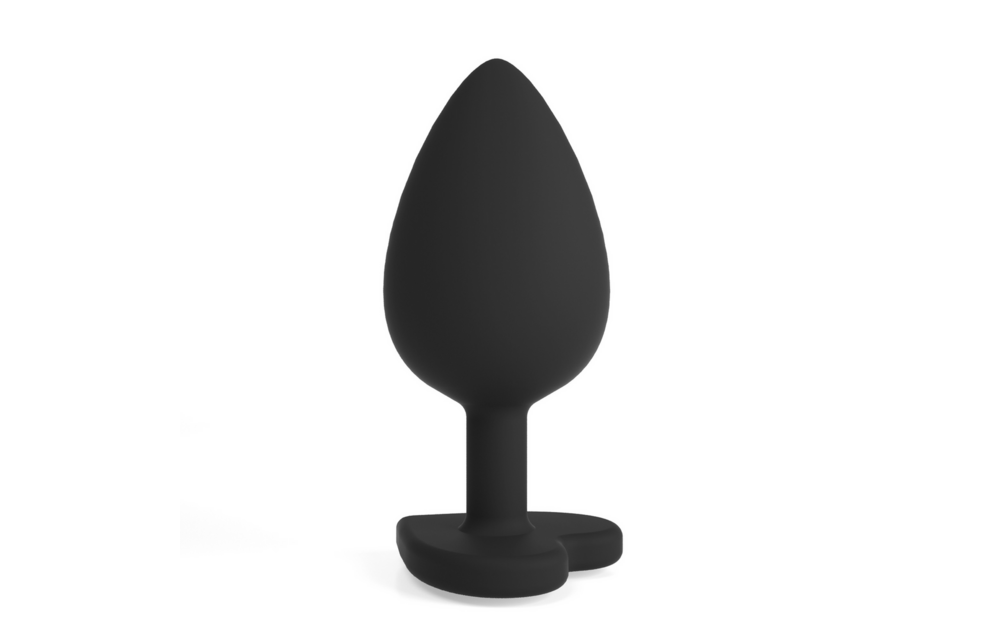 Cuore - Anale Plug met Vier Verwisselbare Edelstenen - Medium - Zwart