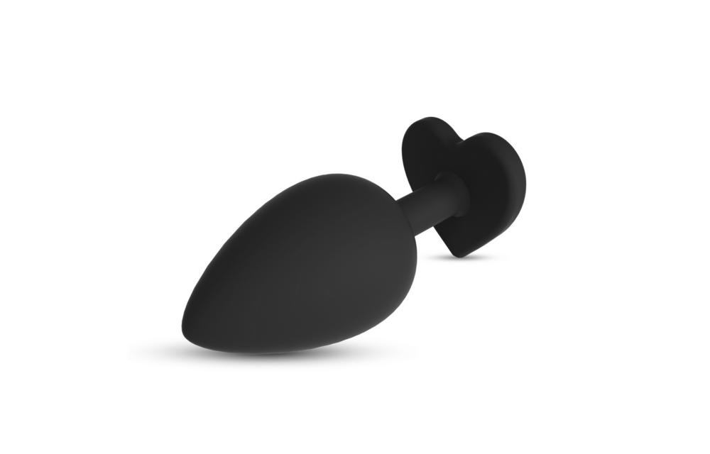 Cuore - Anale Plug met Vier Verwisselbare Edelstenen - Medium - Zwart