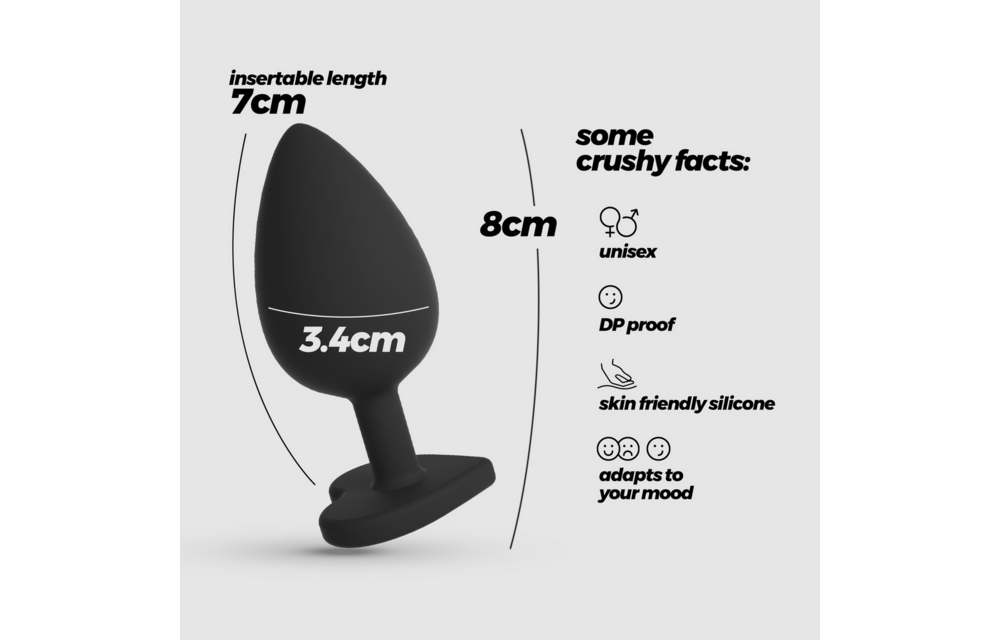 Cuore Analplug 8 cm Schwarz – austauschbare Edelsteine