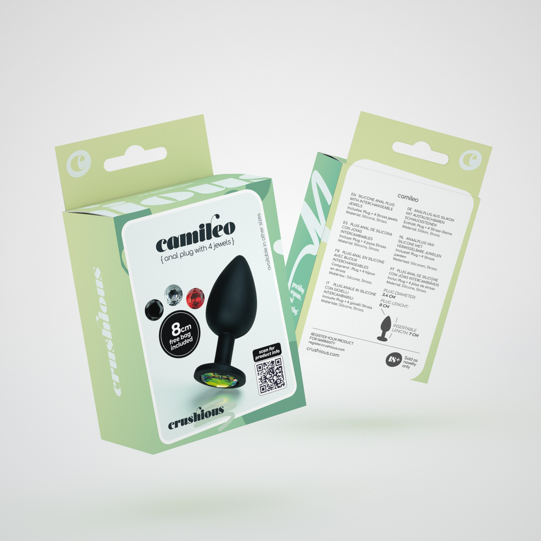 Camileo - Anal Plug with Four Interchangeable Jewels - Medium - Black