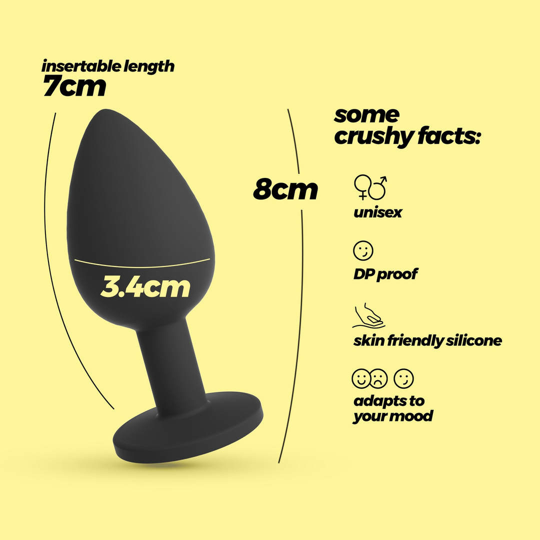 Camileo - Anale Plug met Vier Verwisselbare Edelstenen - Medium - Zwart